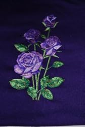 Embroidered Purple T with various shaded of purple flowers Adult-XL