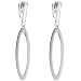Sterling Silver Rounded Marquis Open Drop Clip Earrings