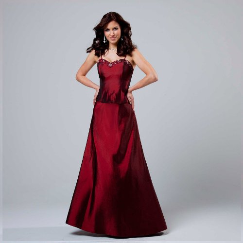 Ballkleid “Elisabeth” aus leicht changierendem Taft, Bordeaux