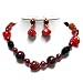 Red Mixed Stone and Glass Beads Necklace and Earrings Set Fashion Jewelry