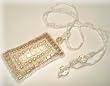 Crystal Glass Seed Beaded 20" Necklace White Pearl Rectangle Pendant "Purity" - Fair Trade