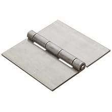 Stainless Steel 304 Surface Mount Butt Hinge without Hole, 2B Mill Finish, 0.120" Leaf Thickness, 4" Open Width, 1/4" Pin Diameter, 4" Long, Removable Pin (Pack 1)