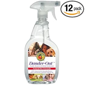 Earth Friendly Products Natural Pet Dander Out - Dander Remover And Body Deodorizer, 22-Ounce Spray Bottle (Pack of 12)