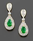 14k Gold Emerald (3/8 ct. t.w.) & Diamond Drop Earrings (1/8 ct. t.w.)
