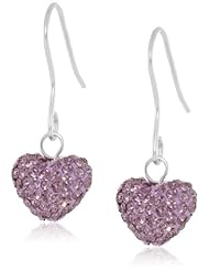 Sterling Silver Crystal Fireball Heart Drop French Wire Earrings