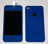 Dark Blue CDMA iPhone 4 4G Full Set: Front Glass Digitizer +LCD + Back Cover Assembly + Home Button - For VERIZON/SPRINT CDMA