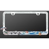 Buy License Plate Frame - Metal Bling - Sandy Beach Ocean Fun - Blue Water Crystals