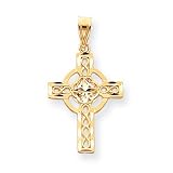 14k Gold Diamond-cut Celtic Cross Pendant