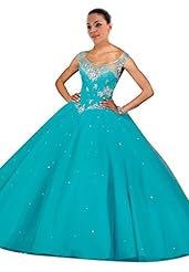 Girls Organza   Pleated Lace Sheer Crystal Sequined Jeweled  Ball Gown Quinceanera Dress  With Ruffles