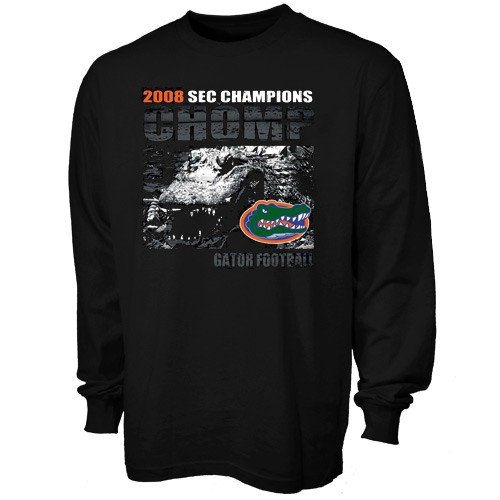 Buy Florida Gators 2008 SEC Football Champions Black Chomp Long Sleeve T-shirt by Football Fanatics