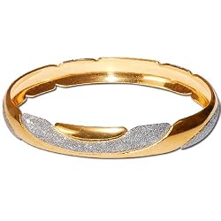 Gold and Rodium Plated Bangle Bracelets Womens Costume Jewelry in Indian-Style 2.5 inches (cban021a)