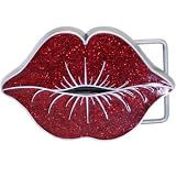 Body Candy - Red GLITTER LIPS Graffiti Belt Buckle