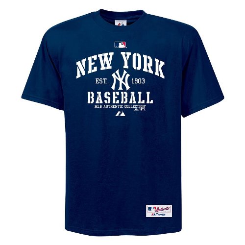 MLB New York Yankees Adult Short Sleeve Basic Crew Neck Tee (Pro Navy, Large)