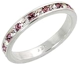 Sterling Silver Eternity Band, w/ June Birthstone, Alexandrite Crystal, 1/8 (3mm) wide