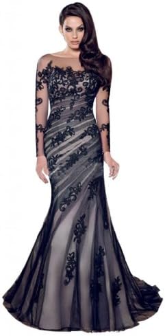 IBEAUTY DRESS Sexy Lace Pierced Backless Long Prom Dress Black US 10