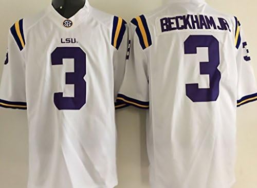 NCAA LSU Tigers NO.3 BECKHAM JR White Men's Football Jersey Medium