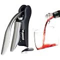 Hebelkorkenzieher Angelo Korkenzieher mit Metallhebel und modernes Design, inklusive Corklifter Folienschneider und Corklifter Flaschenausgie�er, Korkenzieher Geha�se matt schwarz mit Metallhebel matt silber, besonders geeignet f�r Kunststoffkorken und harte Eichkorken, Hebelkorkenzieher und Dekantier-Ausgiesser im Set als Designer Duo