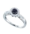Petite 10k White Gold w/ Black and White Diamonds Promise Ring " Size 7 "