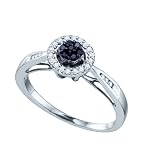 Petite 10k White Gold w/ Black and White Diamonds Promise Ring " Size 7 "