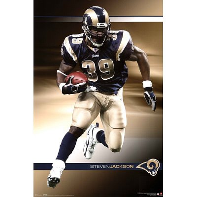 Professionally Framed St. Louis Rams (Steven Jackson) Sports Poster Print - 22x34 with RichAndFramous Black Wood Frame
