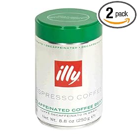 Illy Caffe Medium-Roast Decaffeinated Whole Bean Coffee, 8.8-Ounces (Pack of 2)