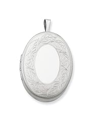 Sterling Silver 26mm Leaf Border Oval Locket