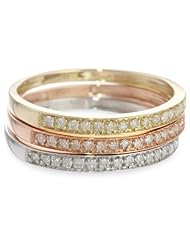 10k Tri-Colored Gold Diamond Stack Ring (1/4 cttw, J-K Color, I2-I3 Clarity), Set of 3