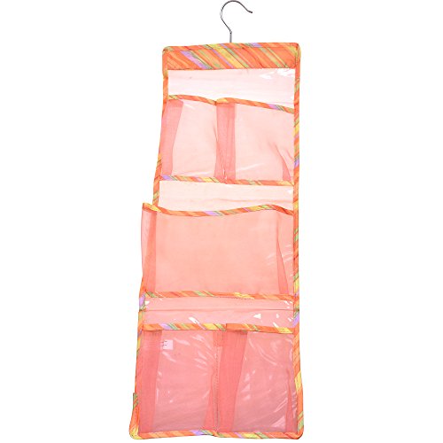 Cosmos Â® Orange color Bath Shower Organizer Mesh hanger holder with 5 compartments for shampoo personal care with Cosmos Fastening Strap