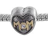 Pugster Silver Tone Mom Rhinestone European Beads Bracelet