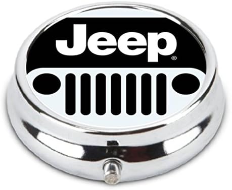 OceanArt Custom Jeep Professional Unique Silver Tone Round Pill Box Medicine Tablet Organizer or Coin Purse