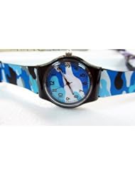 Yongyong 2014 Hot Fashional Swatch Quartz Watch PVC Colorful Camouflage Unisex Watches(blue)