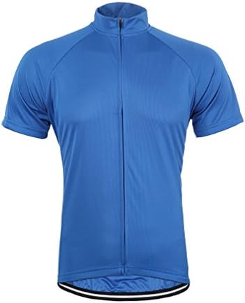Fabilion Men's Bicycle Cycling Short Sleeves Solid Color Jersey Dark Blue L