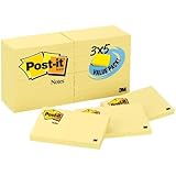 Post-it Notes Value Pack, 3 x 5-Inches, Canary Yellow, 24-Pads/Pack
