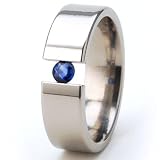 New 6mm Titanium Tension Set Ring, Natural Sapphire Bands, Free Sizing 4.5-11