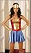 Super Hero 4 Piece Costume Includes Bandeau Mini Dress, Belt, Arm Guards and Head Piece. Sizes Small, Medium or Large.