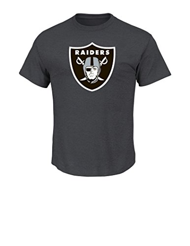 NFL Oakland Raiders Men's Single-Wing Formation Short Sleeve Basic Tee, XX-Large, Charcoal Heather