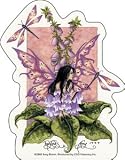 Foxgloves Fairy Sticker by Amy Brown ~ Purple Dragonflies Lilac Purple Flower Fairy Die-cut Fantasy...