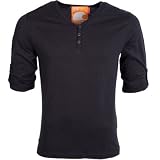 Soul Cal Long Sleeve Grandad T-Shirt - Black - Mens