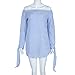 Sunward(TM) Women's Sexy Blue Bow Off Shoulder Blouse (Large, Blue)