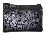 Danielle Black Velvet Double Top Zip Pouch