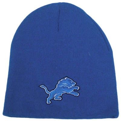 DETROIT LIONS LIGHT BLUE WHITE CUFFLESS BEANIE KNIT HAT SKULLY TOQUE NFL LICENSE