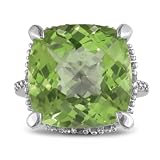 11ct Olive Green Citrine and Diamond Ring Set in Sterling Silver