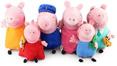 Peppa Pig Family Plush Doll Set 6pcs Grandpa ,Grandma, Daddy ,Mummy ,George, Peppa Pig Plush
