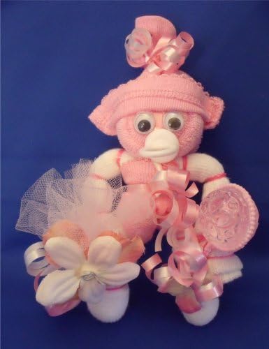 Pink Mini Sock Corsage and Baby Gift in One