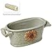 MyGift Country Rustic Green Ceramic Bucket Trough Style Flower Design Succulent Planter/Flower Pot