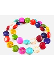 12mm Puffed Coin Turquoise Dyed Mix Gemstone Beads Approx 30" of Loose Strand Semi Precious Stone Beads