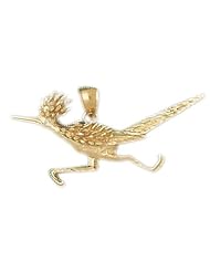 Dazzlers Solid 14k Gold Roadrunner Bird Charm Pendant Available in three colors from jewelsberry (weights: 7.9 grams only)