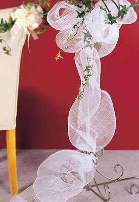 Specialty Sinamay Mesh Roll - White with Holographic Stripes (Set of 1) - by Weddingstar