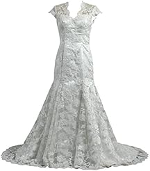 Sexy Mermaid Cap Sleeves Lace 2015  Dress