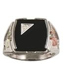Black Hills Gold Men's Sterling Silver Onyx & Diamond Ring